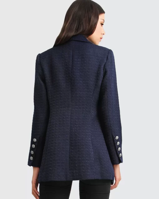 Belle & Bloom Princess Polina Textured Weave Blazer - Navy Clearance