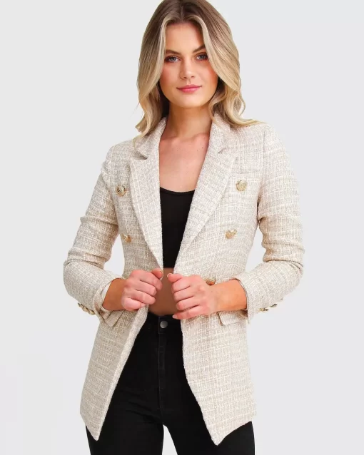 Belle & Bloom Princess Polina Tweed Blazer - Beige Marle Discount