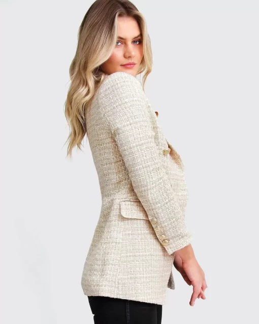 Belle & Bloom Princess Polina Tweed Blazer - Beige Marle Discount