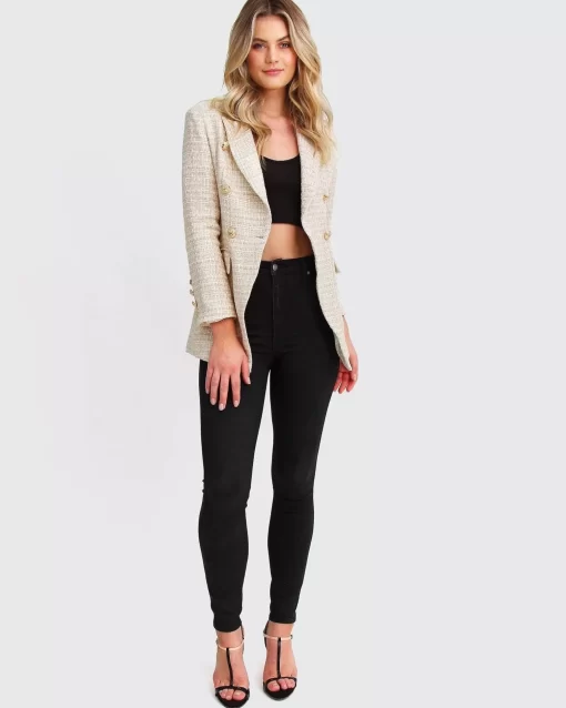 Belle & Bloom Princess Polina Tweed Blazer - Beige Marle Discount