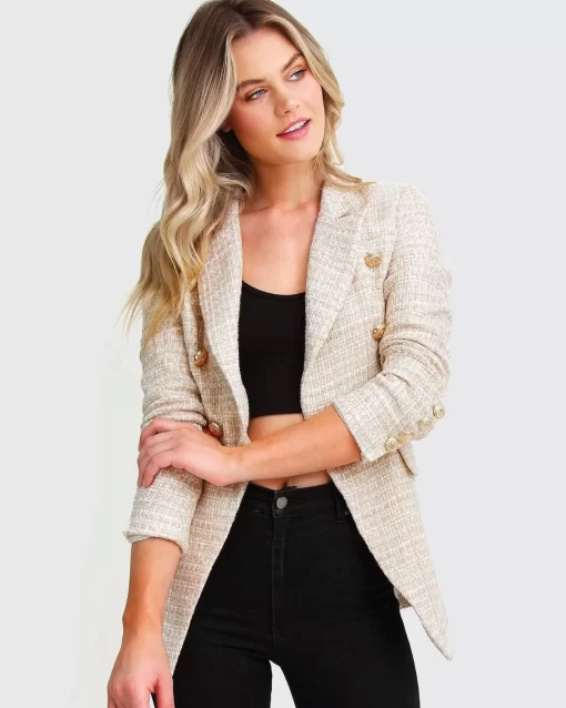 Belle & Bloom Princess Polina Tweed Blazer - Beige Marle Discount