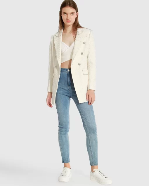 Belle & Bloom Princess Polina Tweed Blazer - Cream Discount