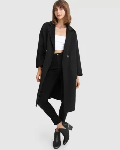 Belle & Bloom Publisher Double-Breasted Wool Blend Coat - Black Online