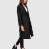 Belle & Bloom Publisher Double-Breasted Wool Blend Coat - Black Discount