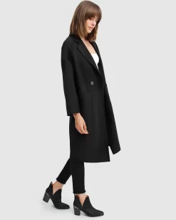 Belle & Bloom Publisher Double-Breasted Wool Blend Coat - Black Discount