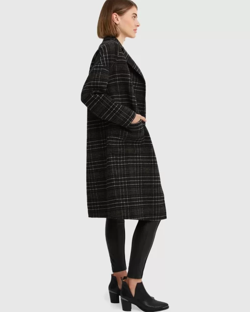 Belle & Bloom Publisher Double-Breasted Wool Blend Coat - Black Plaid Online