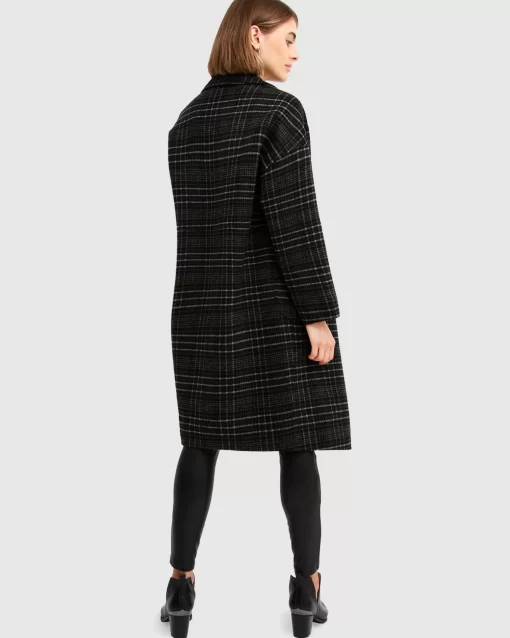 Belle & Bloom Publisher Double-Breasted Wool Blend Coat - Black Plaid Online