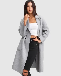 Belle & Bloom Publisher Double-Breasted Wool Blend Coat - Grey Marle Best Sale