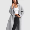 Belle & Bloom Publisher Double-Breasted Wool Blend Coat - Grey Marle Outlet