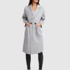 Belle & Bloom Publisher Double-Breasted Wool Blend Coat - Grey Marle Outlet