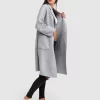 Belle & Bloom Publisher Double-Breasted Wool Blend Coat - Grey Marle Outlet