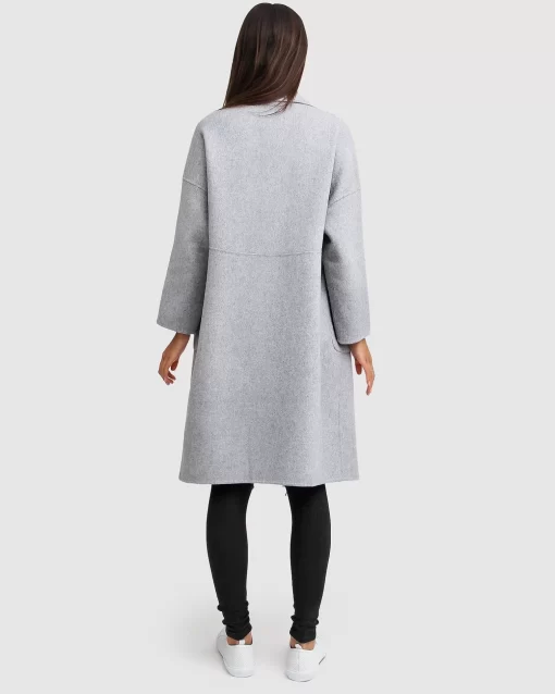 Belle & Bloom Publisher Double-Breasted Wool Blend Coat - Grey Marle Outlet