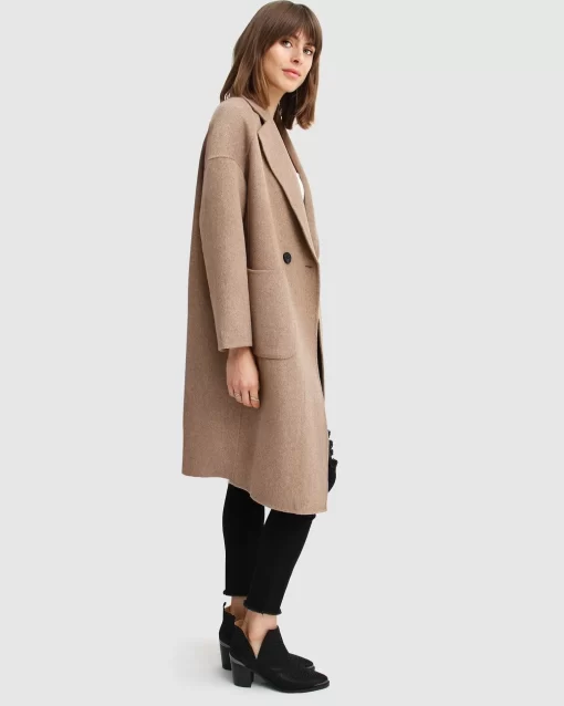 Belle & Bloom Publisher Double-Breasted Wool Blend Coat - Oat Clearance