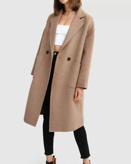 Belle & Bloom Publisher Double-Breasted Wool Blend Coat - Oat Clearance