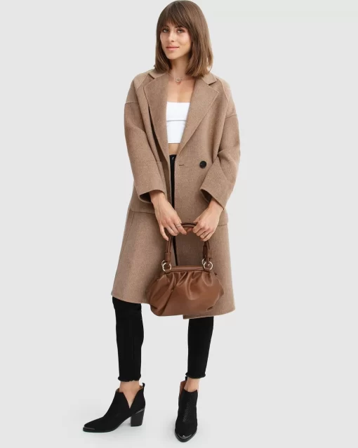 Belle & Bloom Publisher Double-Breasted Wool Blend Coat - Oat Clearance