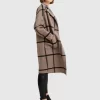 Belle & Bloom Publisher Double-Breasted Wool Blend Coat - Oat Plaid Clearance