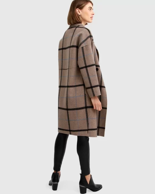 Belle & Bloom Publisher Double-Breasted Wool Blend Coat - Oat Plaid Clearance