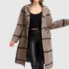 Belle & Bloom Publisher Double-Breasted Wool Blend Coat - Oat Plaid Clearance