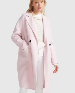 Belle & Bloom Publisher Double-Breasted Wool Blend Coat - Pale Pink Fashion