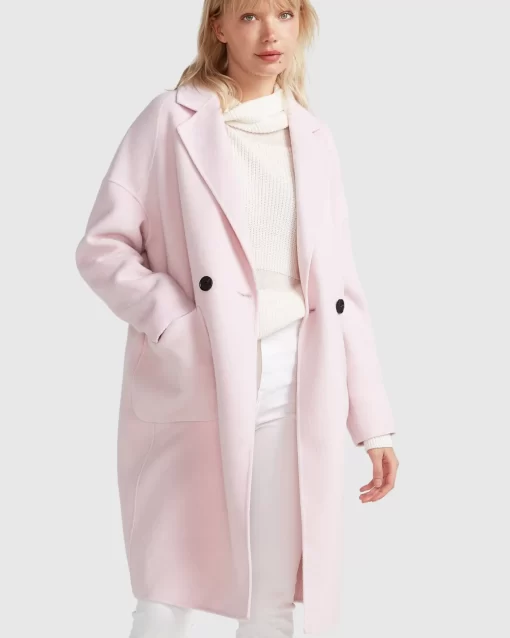 Belle & Bloom Publisher Double-Breasted Wool Blend Coat - Pale Pink Fashion