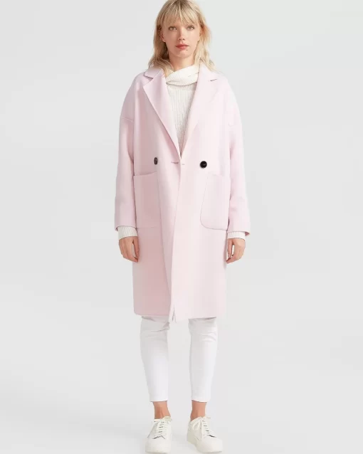 Belle & Bloom Publisher Double-Breasted Wool Blend Coat - Pale Pink Fashion