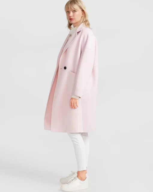 Belle & Bloom Publisher Double-Breasted Wool Blend Coat - Pale Pink Fashion