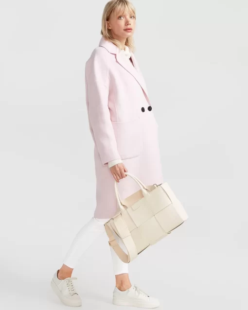 Belle & Bloom Publisher Double-Breasted Wool Blend Coat - Pale Pink Fashion