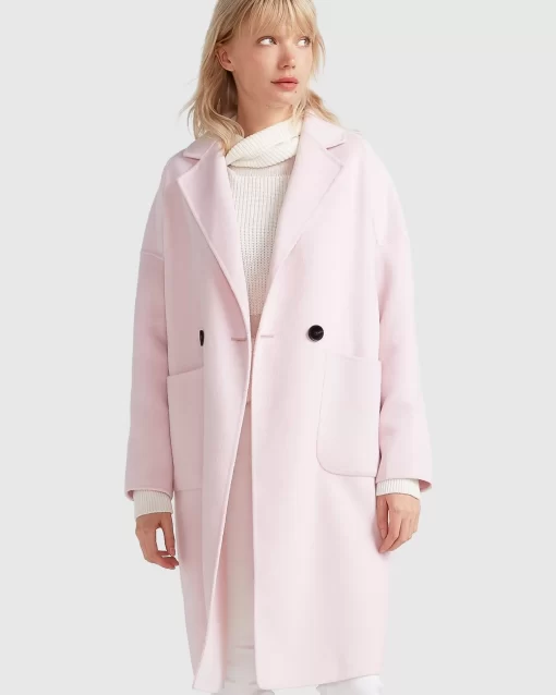 Belle & Bloom Publisher Double-Breasted Wool Blend Coat - Pale Pink Fashion