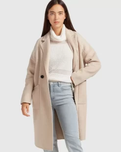 Belle & Bloom Publisher Double-Breasted Wool Blend Coat - Sand Best