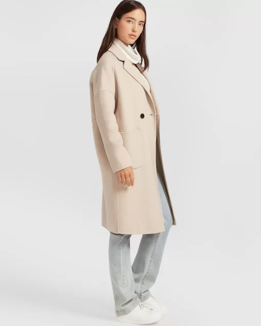 Belle & Bloom Publisher Double-Breasted Wool Blend Coat - Sand Best