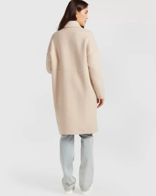 Belle & Bloom Publisher Double-Breasted Wool Blend Coat - Sand Best