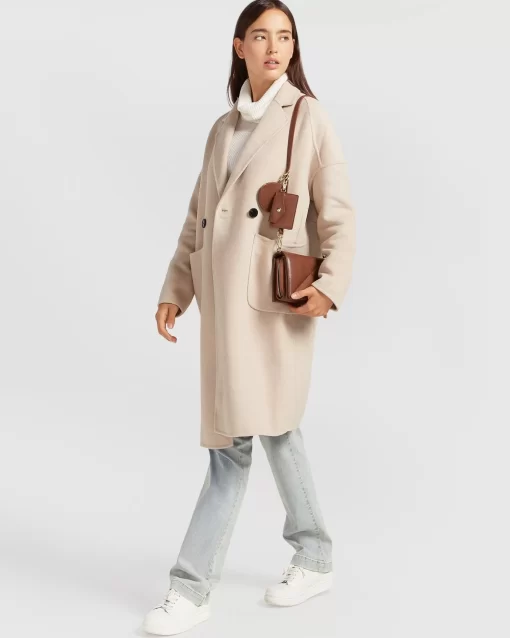 Belle & Bloom Publisher Double-Breasted Wool Blend Coat - Sand Best