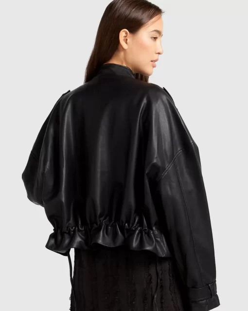 Belle & Bloom Reload Draped Leather Look Jacket - Black Online