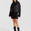 Belle & Bloom Reload Draped Leather Look Jacket - Black Online