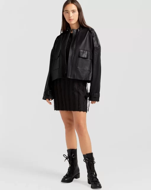 Belle & Bloom Reload Draped Leather Look Jacket - Black Online