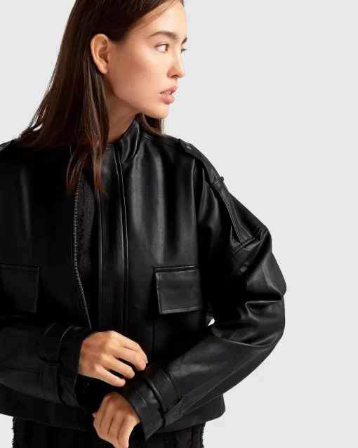 Belle & Bloom Reload Draped Leather Look Jacket - Black Online