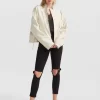 Belle & Bloom Reload Draped Leather Look Jacket - Cream Best Sale