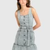 Belle & Bloom Rendezvous Denim Mini Dress - Stonewash Sale