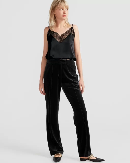 Belle & Bloom Reverie Velvet Pant - Black New