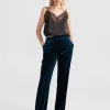 Belle & Bloom Reverie Velvet Pant - Dark Teal Discount