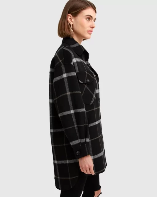 Belle & Bloom River'S Edge Plaid Shacket - Black Plaid New