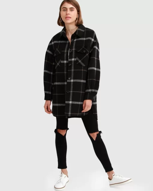 Belle & Bloom River'S Edge Plaid Shacket - Black Plaid New