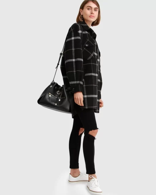 Belle & Bloom River'S Edge Plaid Shacket - Black Plaid New