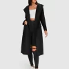 Belle & Bloom Runaway Wool Blend Robe Coat - Black Best