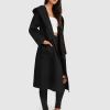 Belle & Bloom Runaway Wool Blend Robe Coat - Black Best