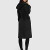 Belle & Bloom Runaway Wool Blend Robe Coat - Black Best