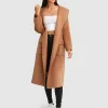 Belle & Bloom Runaway Wool Blend Robe Coat - Dark Camel Best Sale