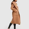 Belle & Bloom Runaway Wool Blend Robe Coat - Dark Camel Best Sale