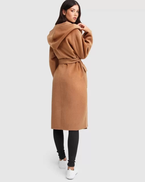 Belle & Bloom Runaway Wool Blend Robe Coat - Dark Camel Best Sale