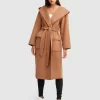 Belle & Bloom Runaway Wool Blend Robe Coat - Dark Camel Best Sale